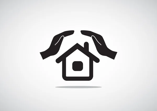 Σπίτι με απλή εικονίδιο χέρια — Διανυσματικό Αρχείο
