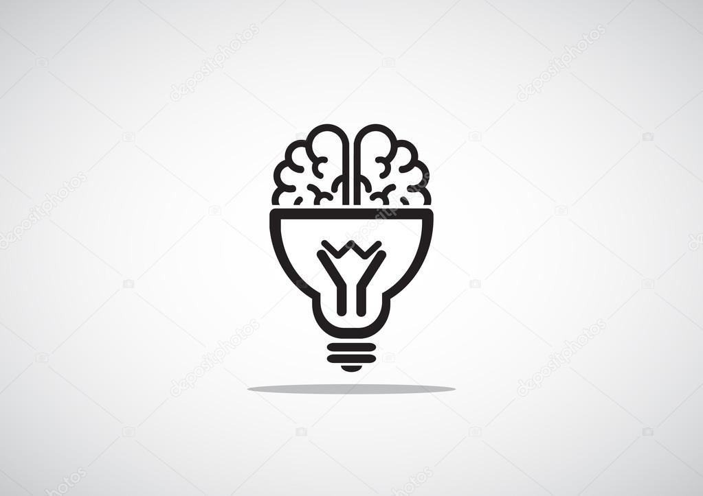 Brain with light bulb icon