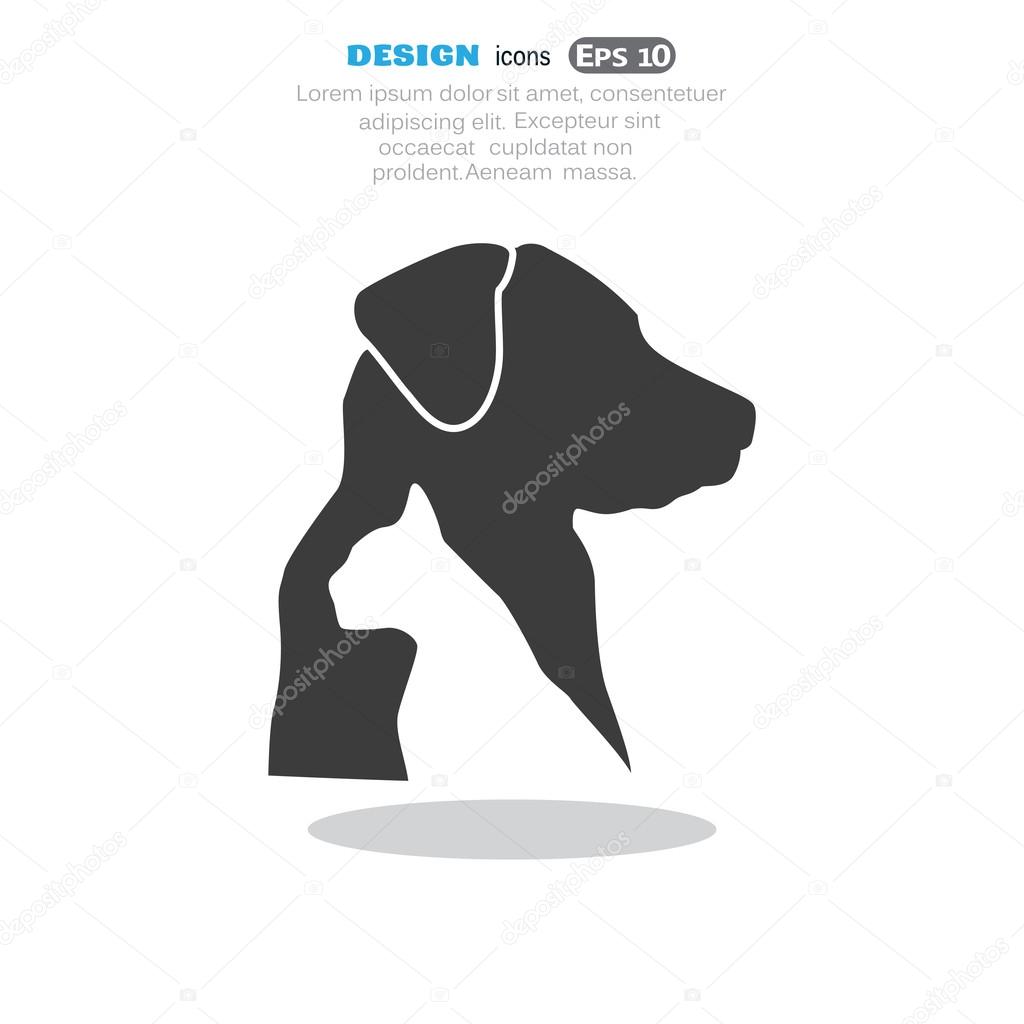 Sign with domestic pets silhouettes, veterinary logo concept