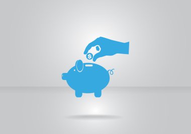 piggy banka para bırakarak el