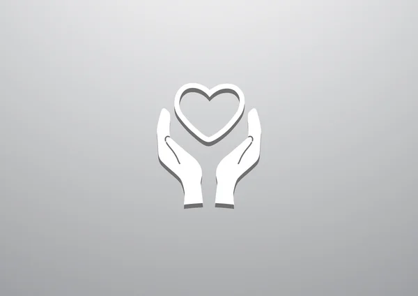 Corazón en las manos icono simple — Vector de stock