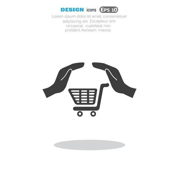 Carrito de compras con manos icono web — Archivo Imágenes Vectoriales