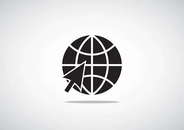Världen symbol och pilen spindelväv ikonen — Stock vektor