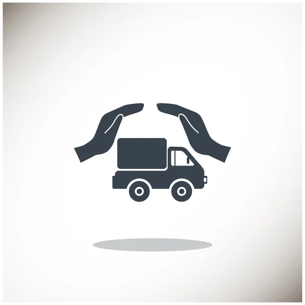 Truck with hands web icon — Stock Vector