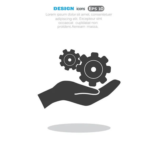 Rounded gears on hand simple icon — Stock Vector