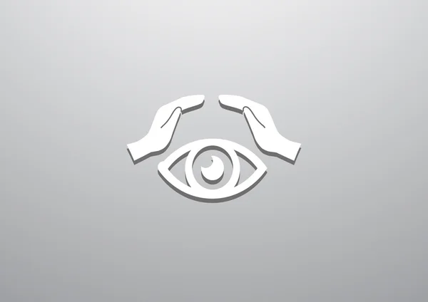 Ojo humano y manos icono web — Vector de stock