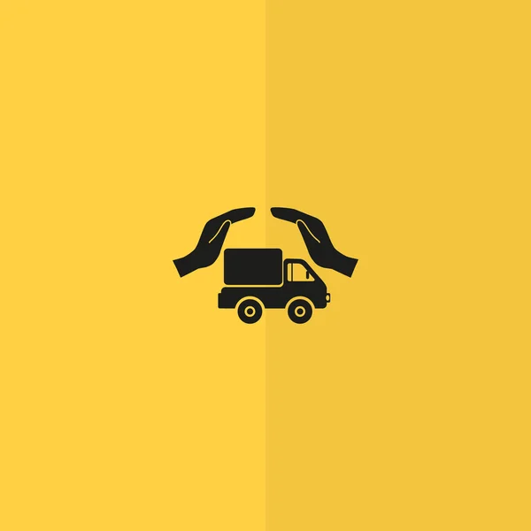 Caminhão com mãos web ícone — Vetor de Stock