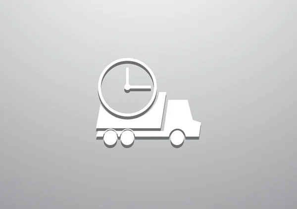 卡车与时钟，快速的交货概念 — 图库矢量图片