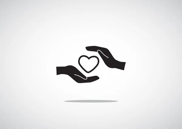 Coração em mãos ícone simples — Vetor de Stock