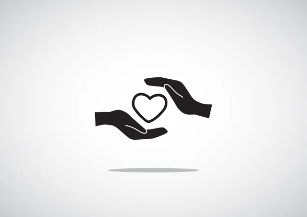 Heart in hands simple icon — Stock Vector