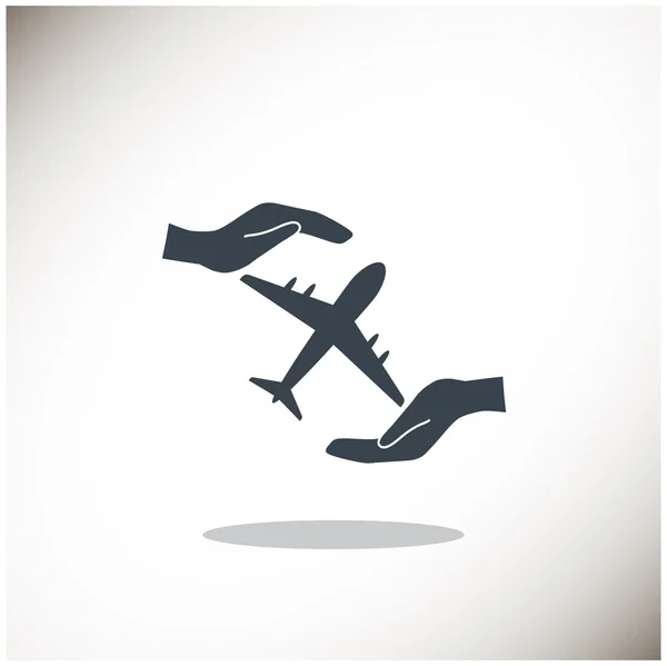 Plane in hands web icon — Stock Vector