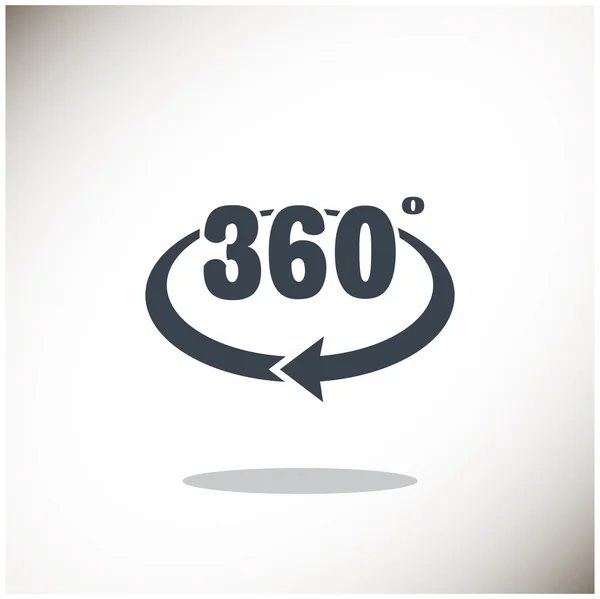 360 grados con icono de flecha redondeada — Vector de stock