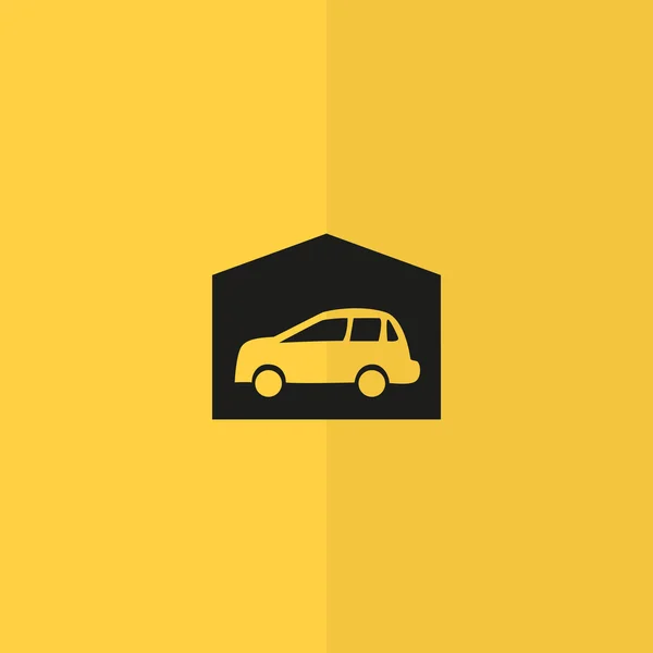 Garagem com carro ícone simples — Vetor de Stock