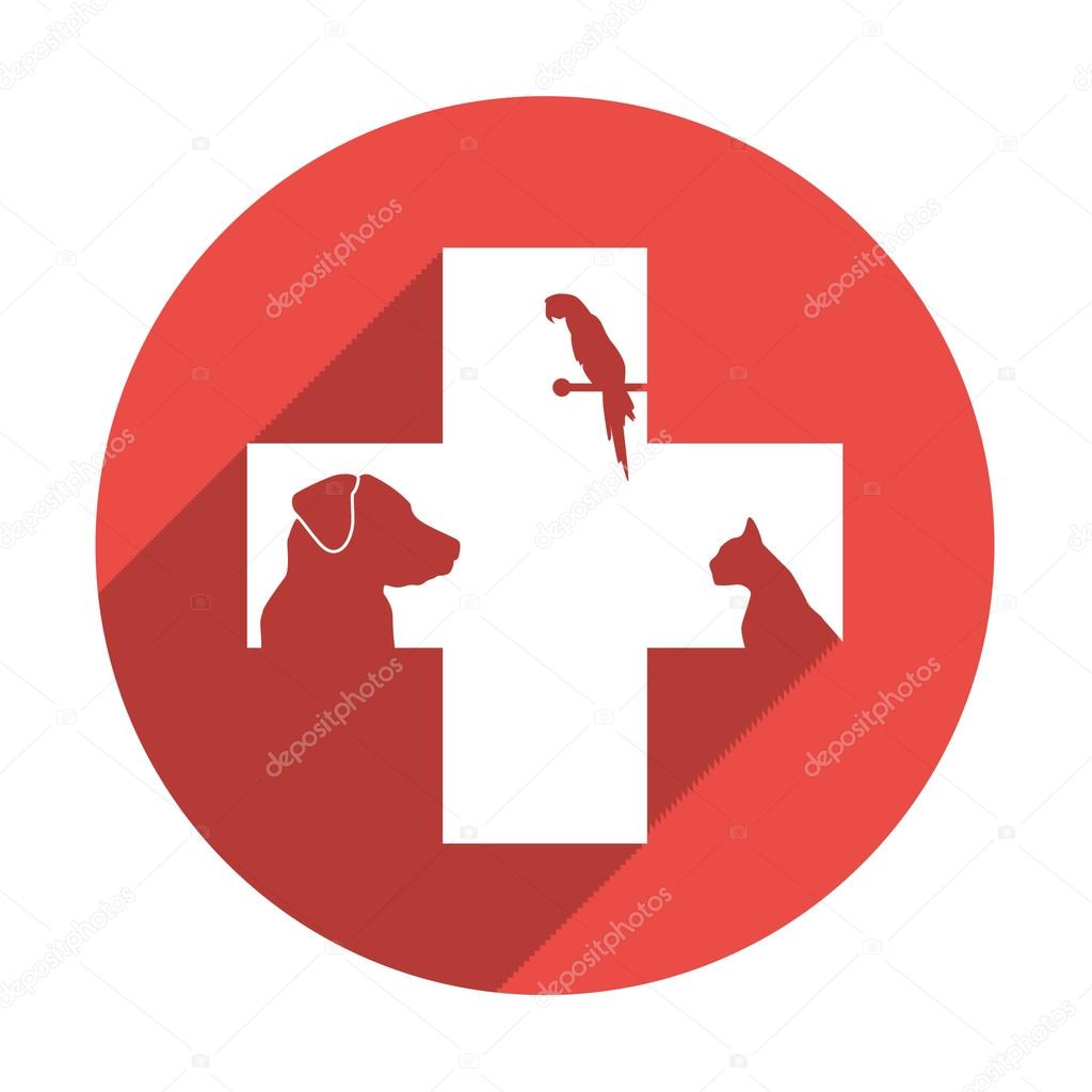 Sign with domestic pets silhouettes, veterinary logo concept