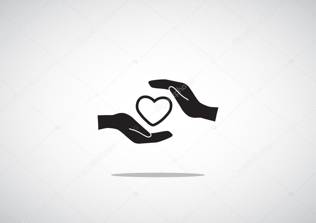 Heart in hands simple icon