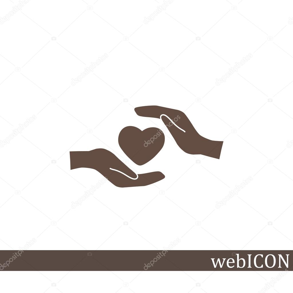 Heart in hands simple icon