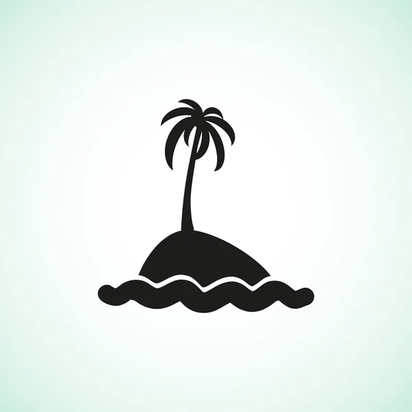 Exotische eiland met palmboom en golven — Stockvector