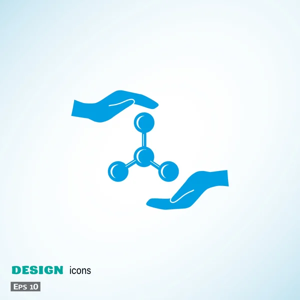 Compuesto molecular y manos icono web — Vector de stock