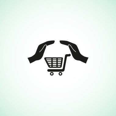 Alışveriş sepeti ile eller web simgesi