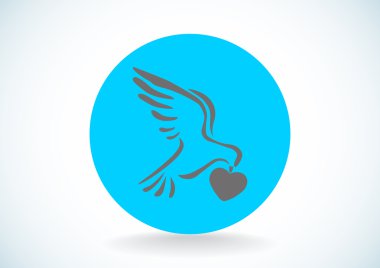 Güvercin ile kalp basit simgesi