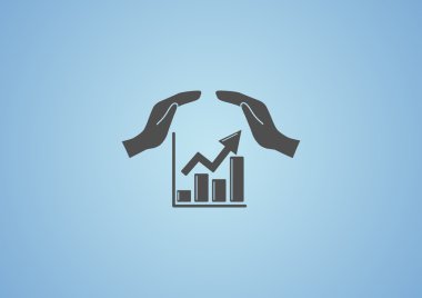 Eller simgesini içeren yükselen grafiği