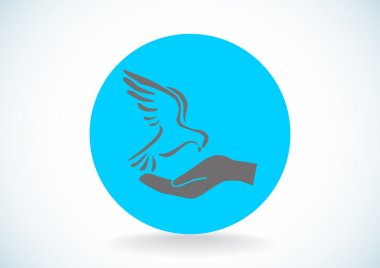 Pigeon with hand simple icon