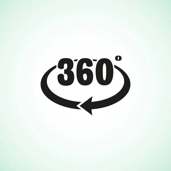 360 gradi con icona a freccia arrotondata — Vettoriale Stock