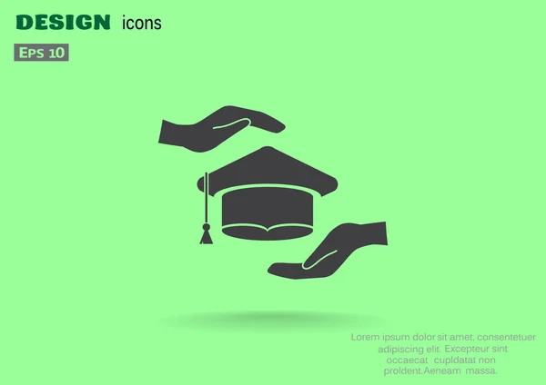 Akademiska hatt och händerna web icon — Stock vektor