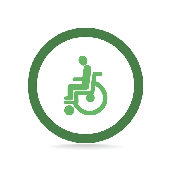 Handicapés sur icône fauteuil roulant — Image vectorielle