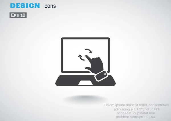 Sentuh layar pada ikon web laptop - Stok Vektor