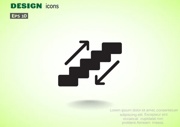 Escalator signe avec escaliers et flèches — Image vectorielle