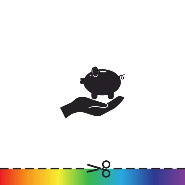 Piggy bank on human hand icon — Stock Vector