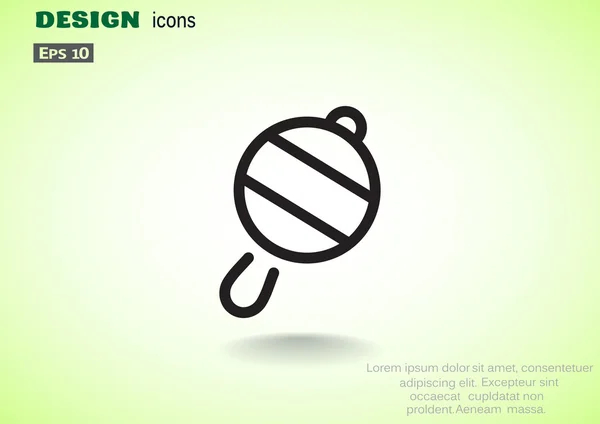 Icône de hochet de bébé simple, contour vector illustration — Stok Vektör