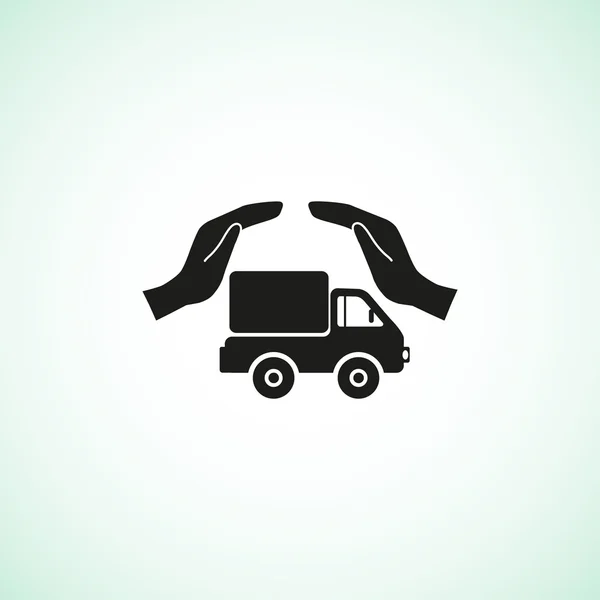 Eller web simgesi ile kamyon — Stok Vektör