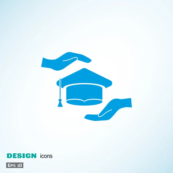 Academic hat and hands web icon — Stock Vector