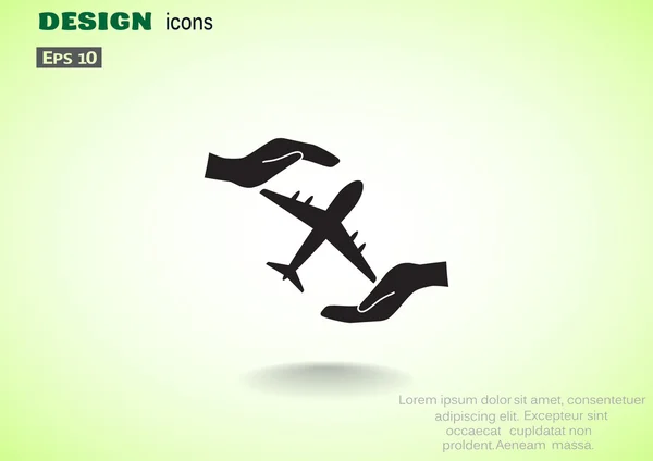 Avion dans les mains icône web — Image vectorielle