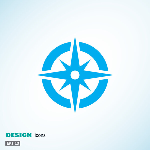 Compass web icon with wind rose