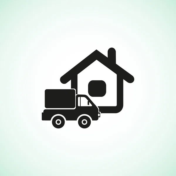 LKW in der Nähe von Haus Web-Symbol — Stockvektor