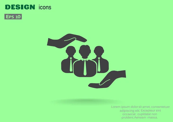 Group of people and hands icon — Stock Vector