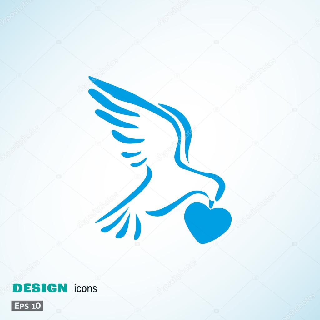 Pigeon with heart simple icon