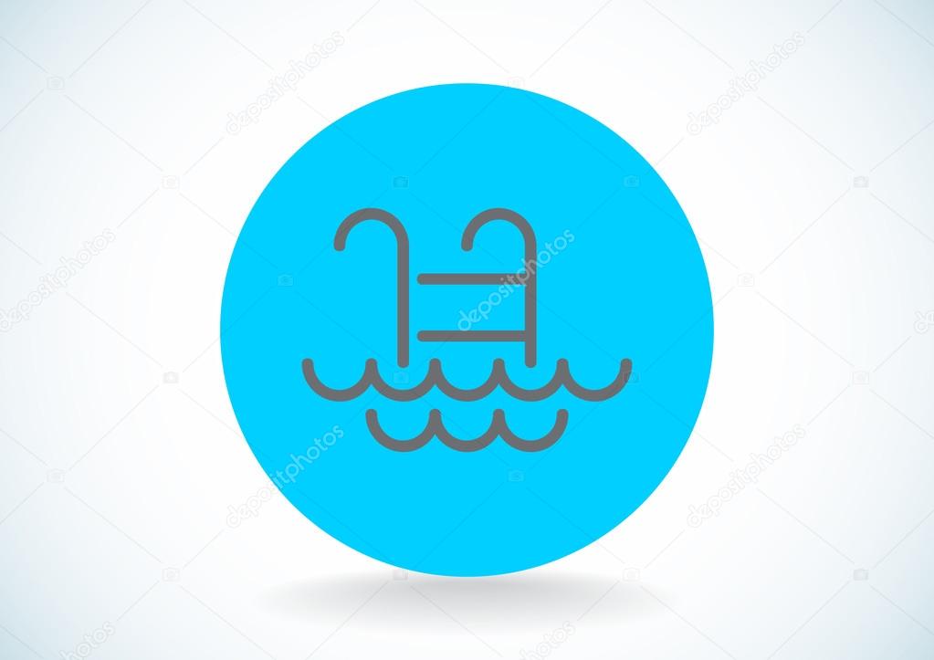 Pool ladder with waves icon