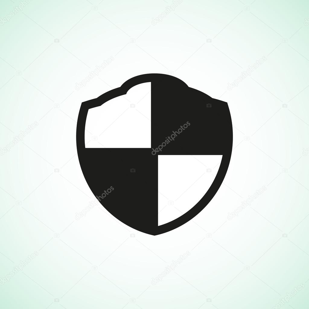 Black and white simple shield icon