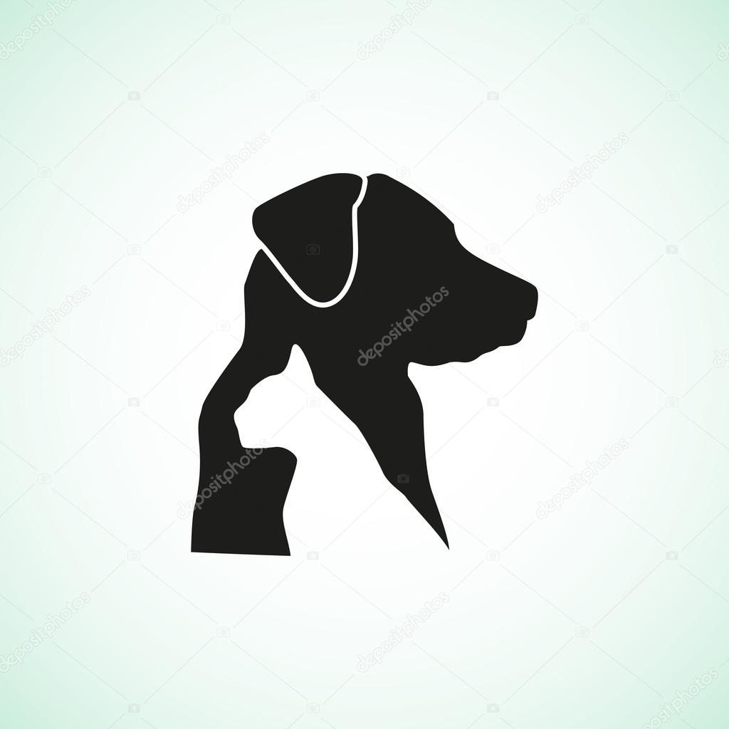 Sign with domestic pets silhouettes, veterinary logo concept