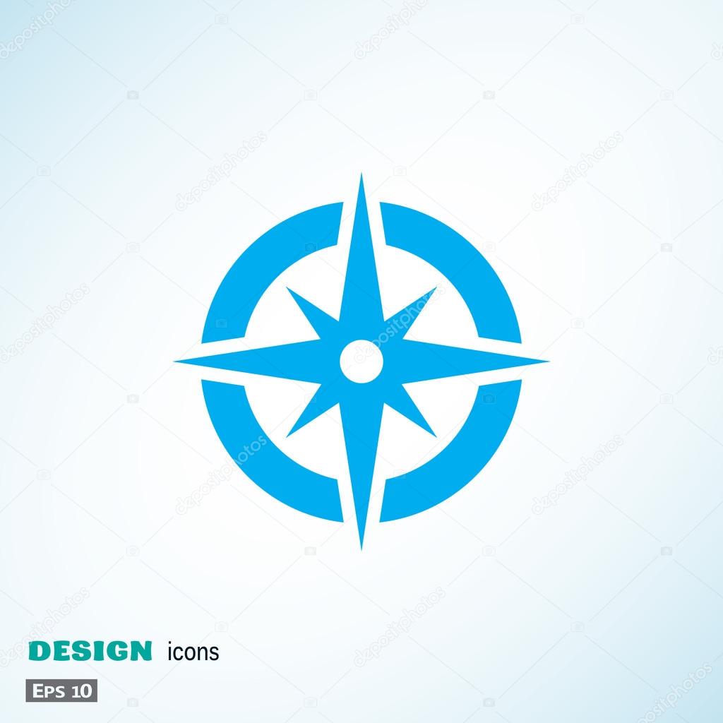 Compass web icon with wind rose