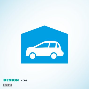 Garajda araba basit simgesiyle