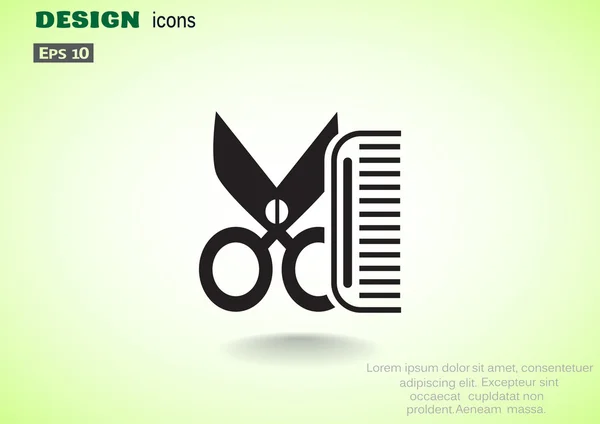 Comb and scissors simple icon — Stock Vector