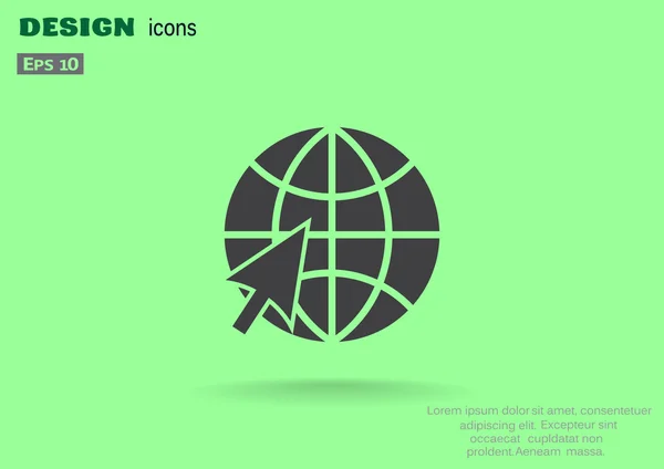 Symbole mondial et icône web flèche — Image vectorielle