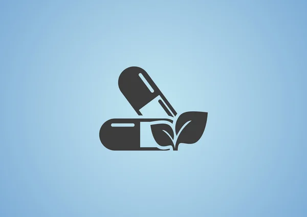 Органические медицинские таблетки икона в Интернете — стоковый вектор