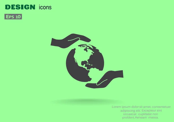 Mundo en las manos icono web — Vector de stock