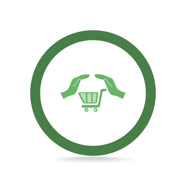 Shopping cart with hands web icon — Stock Vector